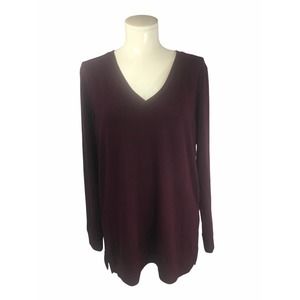 Lucky Brand Maroon Red V-Neck Long Sleeve Sweater